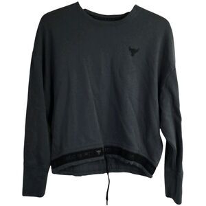 Under Armour Women Project Rock Pullover Loose Tie Bottom Sweatshirt Gray Size L